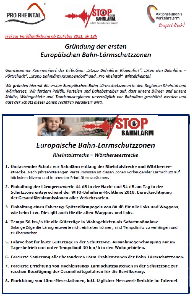 Kommuniqué Europäische Bahn-Lärmschutzzonen 2021